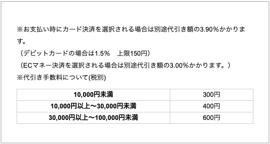 代引き金額について