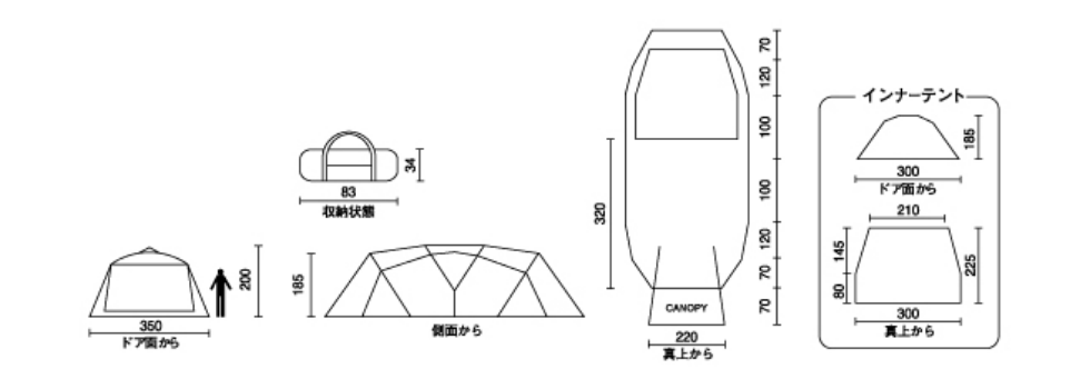 4Sワイド2ルームカーブ | 4S WIDE 2 ROOM CURVE | コールマン｜Coleman