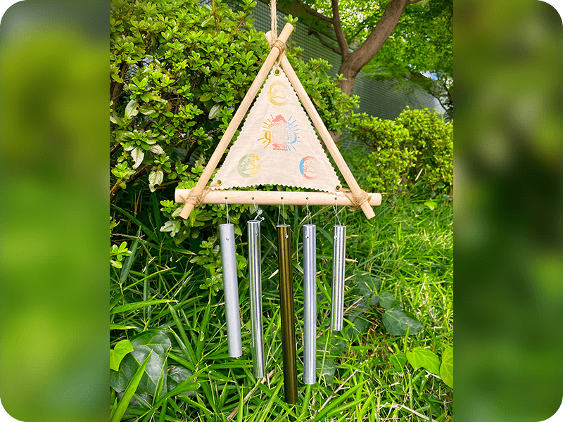 アルミポールとテント生地の端切れを使って『ウインドチャイム』をつくろう！
